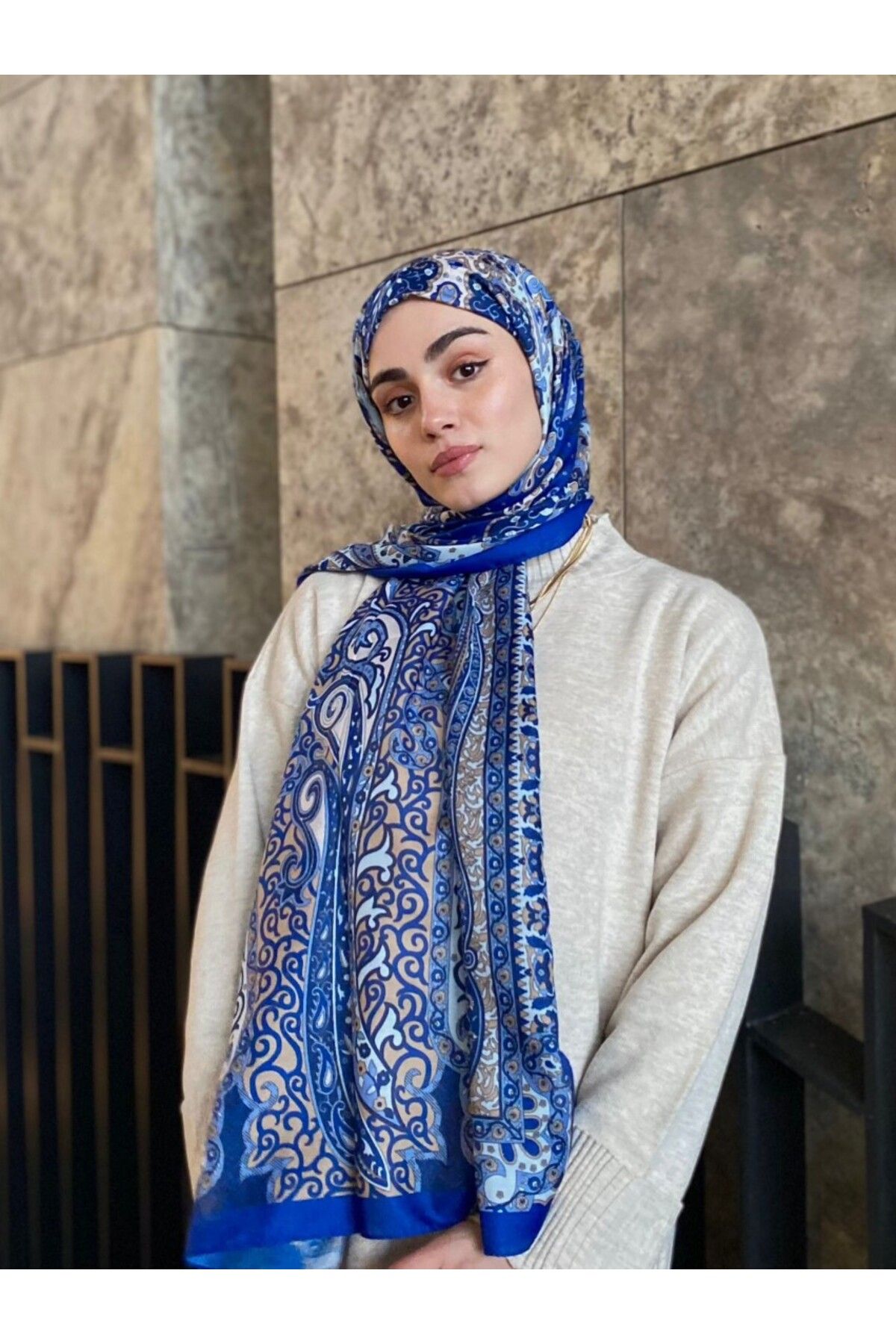 başörtü dükkanı Firuze Desen Şal