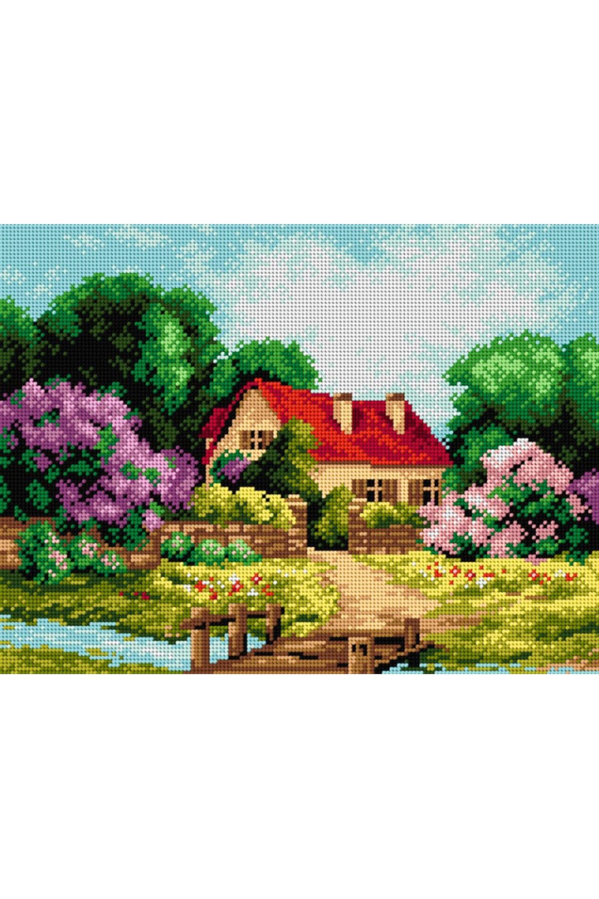 Orchidea Baskılı Goblen Ev ve Manzara 2140 30*40 cm