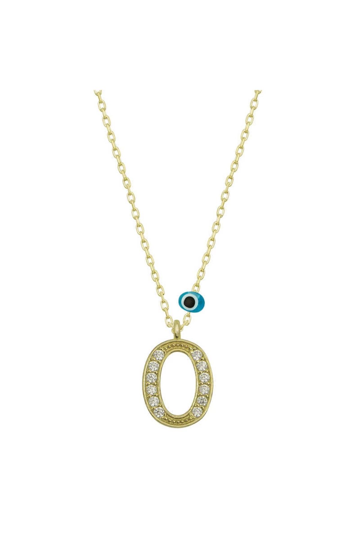 Heez 925 Ayar Gümüş Nazar Gold O Harfi Kadın Gümüş Kolye (T6791) (336336)