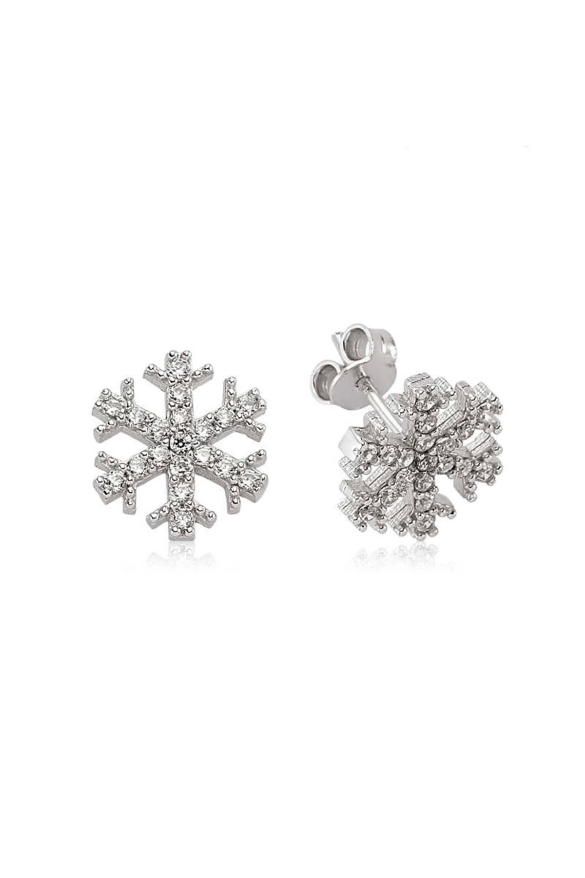 gizmurstore 925 Ayar Gümüş Kar Tanesi Çivili Küpe (ST1480002E) (336336)