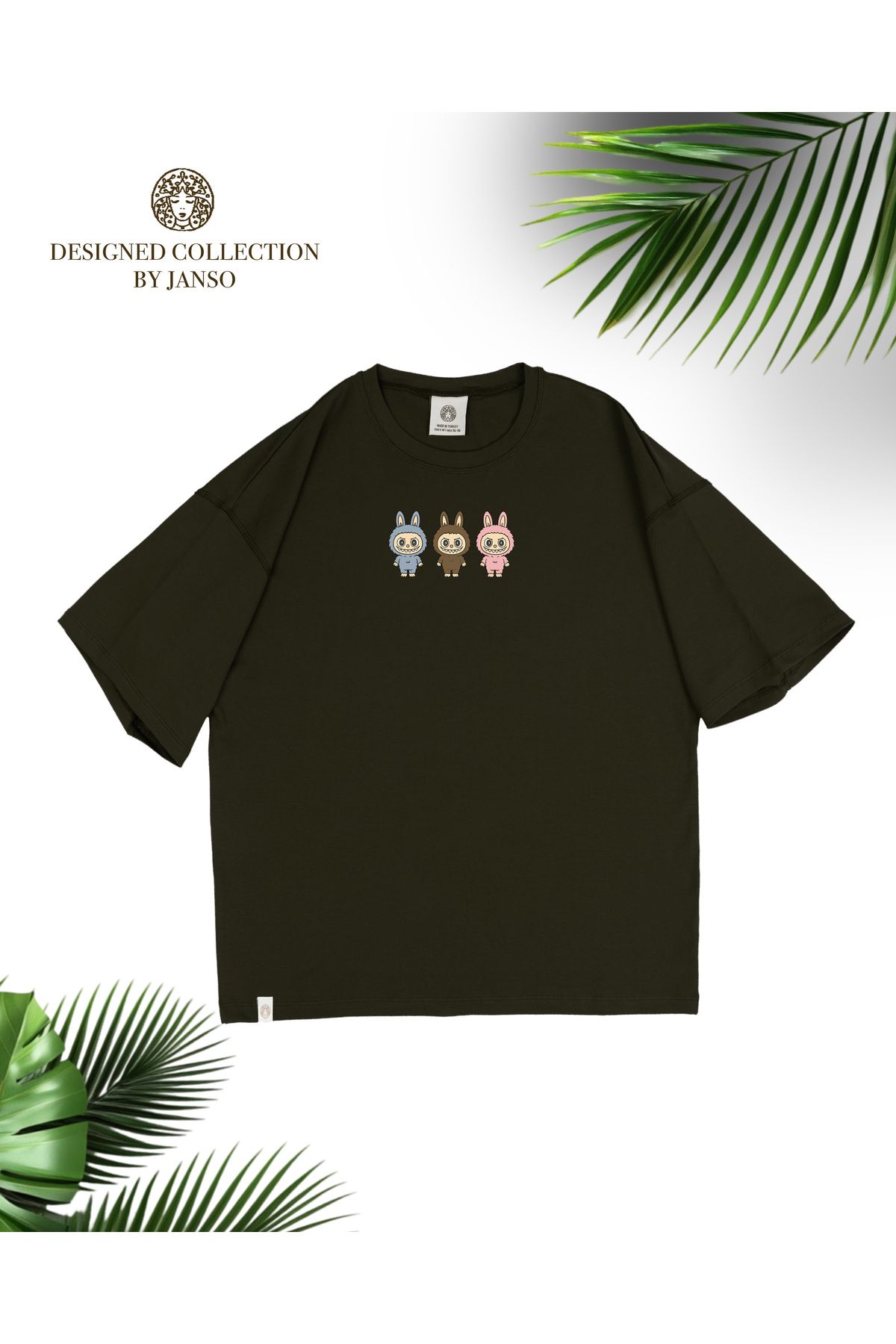 JANSO GROUP -KADIN LABUBU BASKILI PAMUKLU TSHIRT OVERSİZE