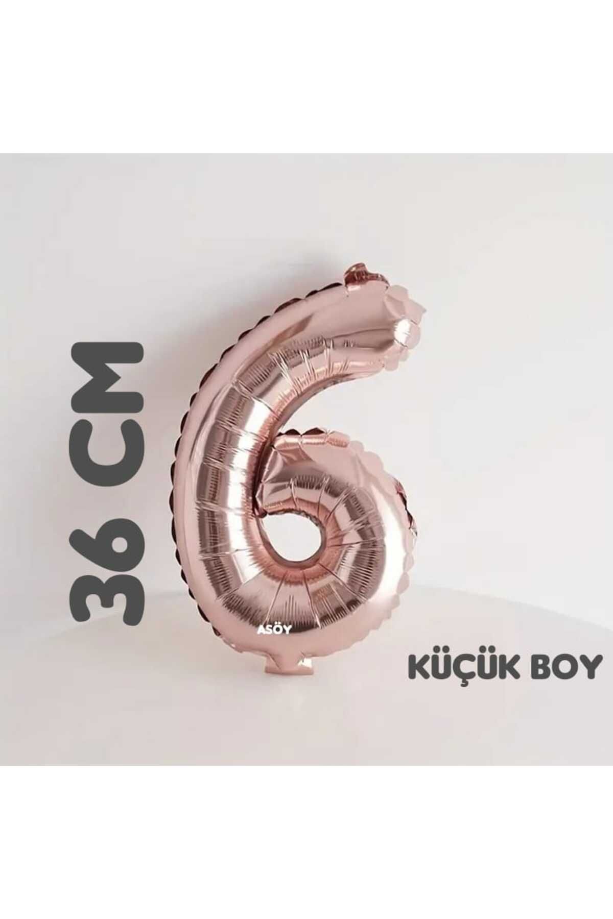 asöy 6 Folyo Balon 6 Rakam Balon 36 Cm Küçük Boy Rosegold Renk 6 Yaş Balonu Doğum Günü Parti Malzemeleri
