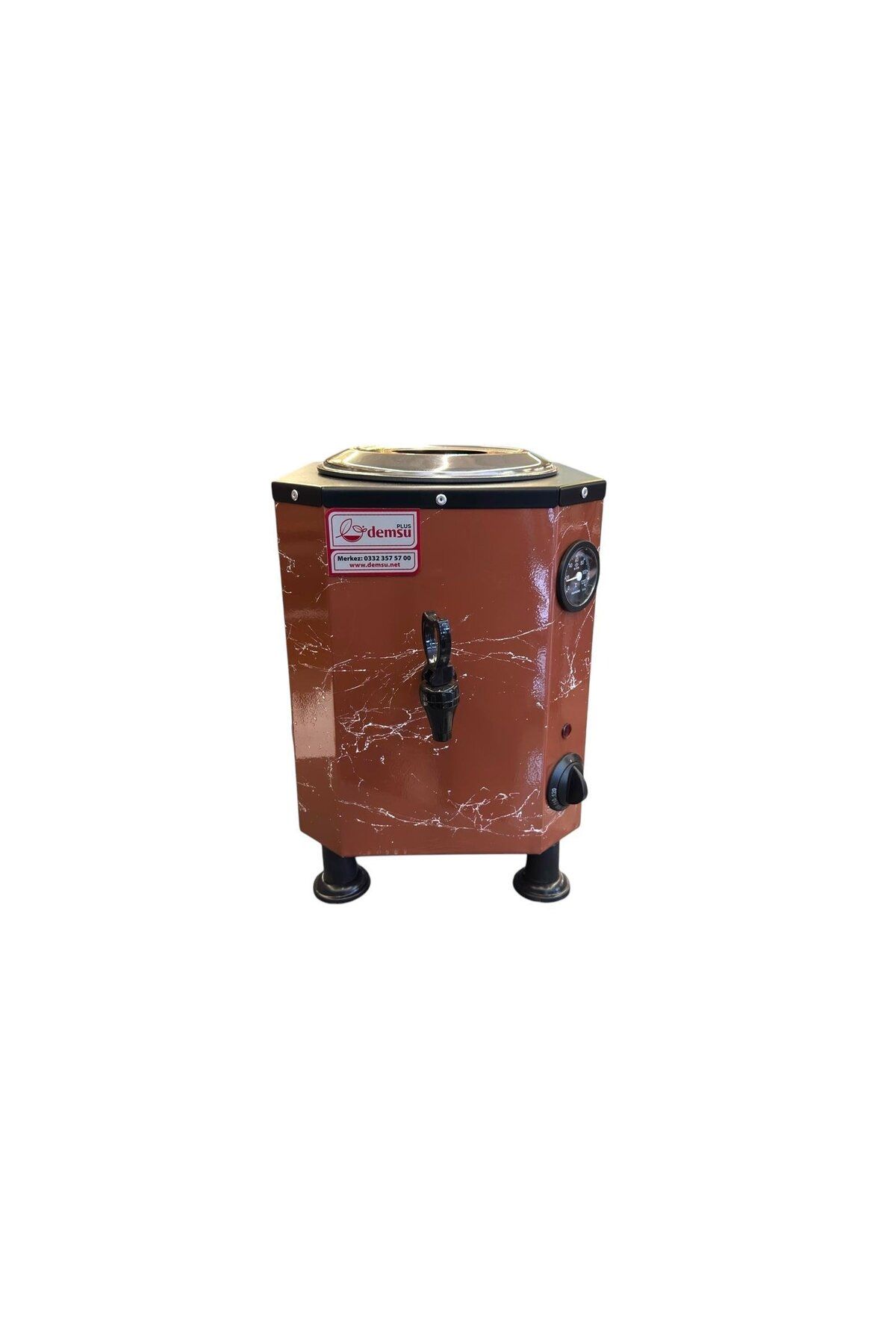 Meşale Demsu 1 Demlikli Süpermini Elektrikli Kahverengi Mermer Desenli Çay Kazanı 10 Litre