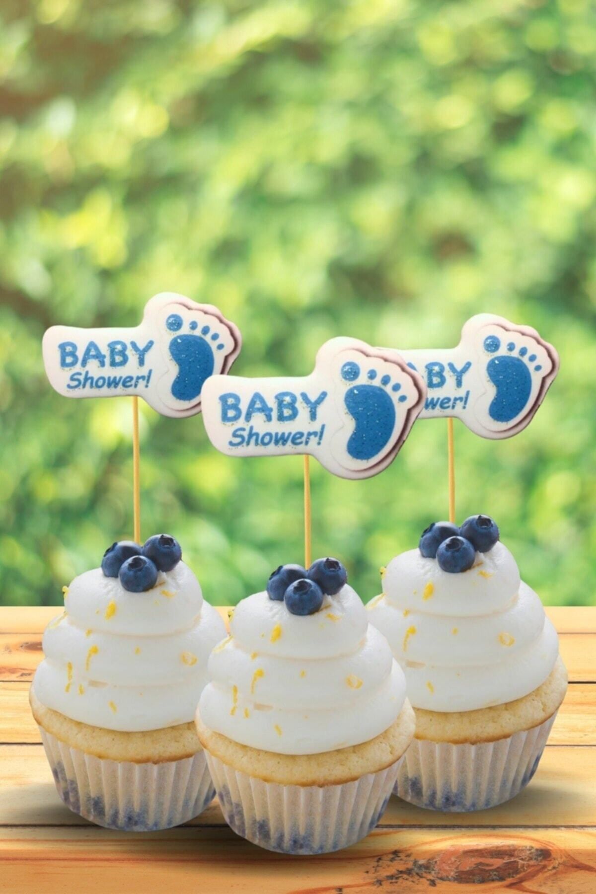 Cadde Süs Baby Shower Yazılı Mavi Kürdan Süs 10`lu
