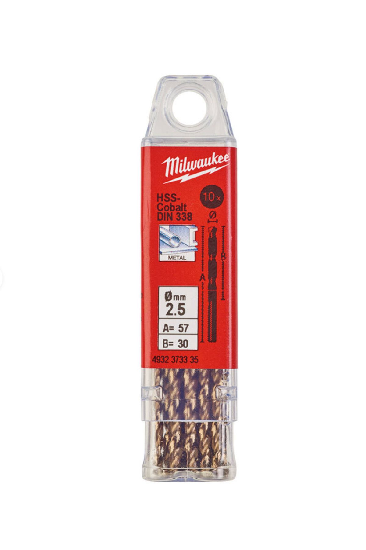 Milwaukee 2. 5x57 mm Altın Serisi HSS-G Co Metal Matkap Ucu - 10'lu milwaukee