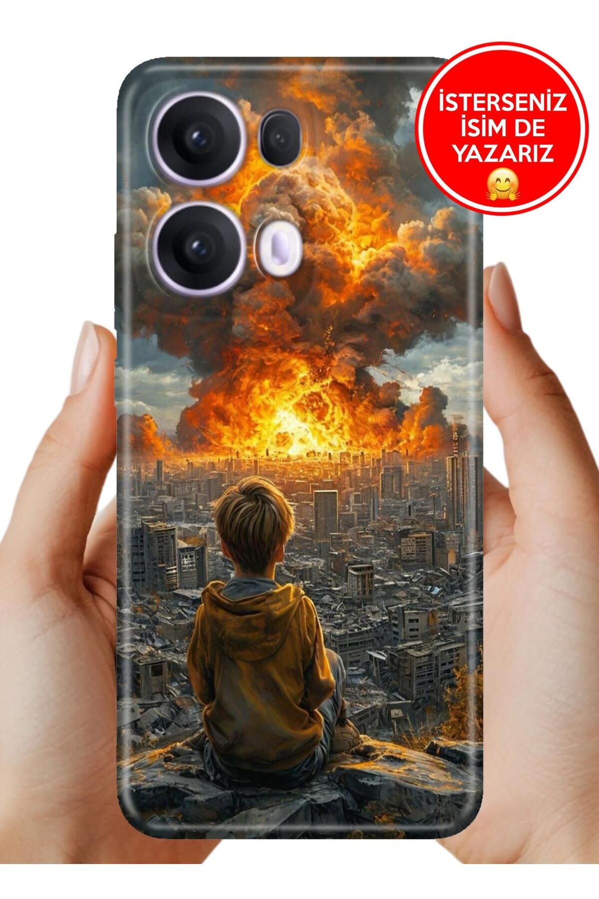 OPPO Reno 13 Pro Kılıf Oppo Reno 13 Pro Ergonomik Resimli Desenli Silikon Çocuklar Ölmesin
