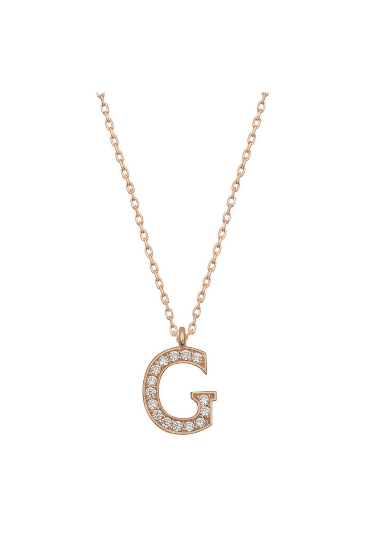 KAKTÜS JACK 925 Ayar Gümüş Rose G Harfi Kadın Gümüş Kolye (T6730) (336336)