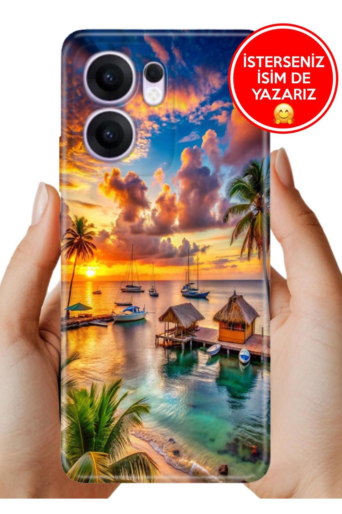 OPPO Reno 13F 5g Kılıf Oppo Reno 13F Trend Desenli Esnek Kapak Beach Summer