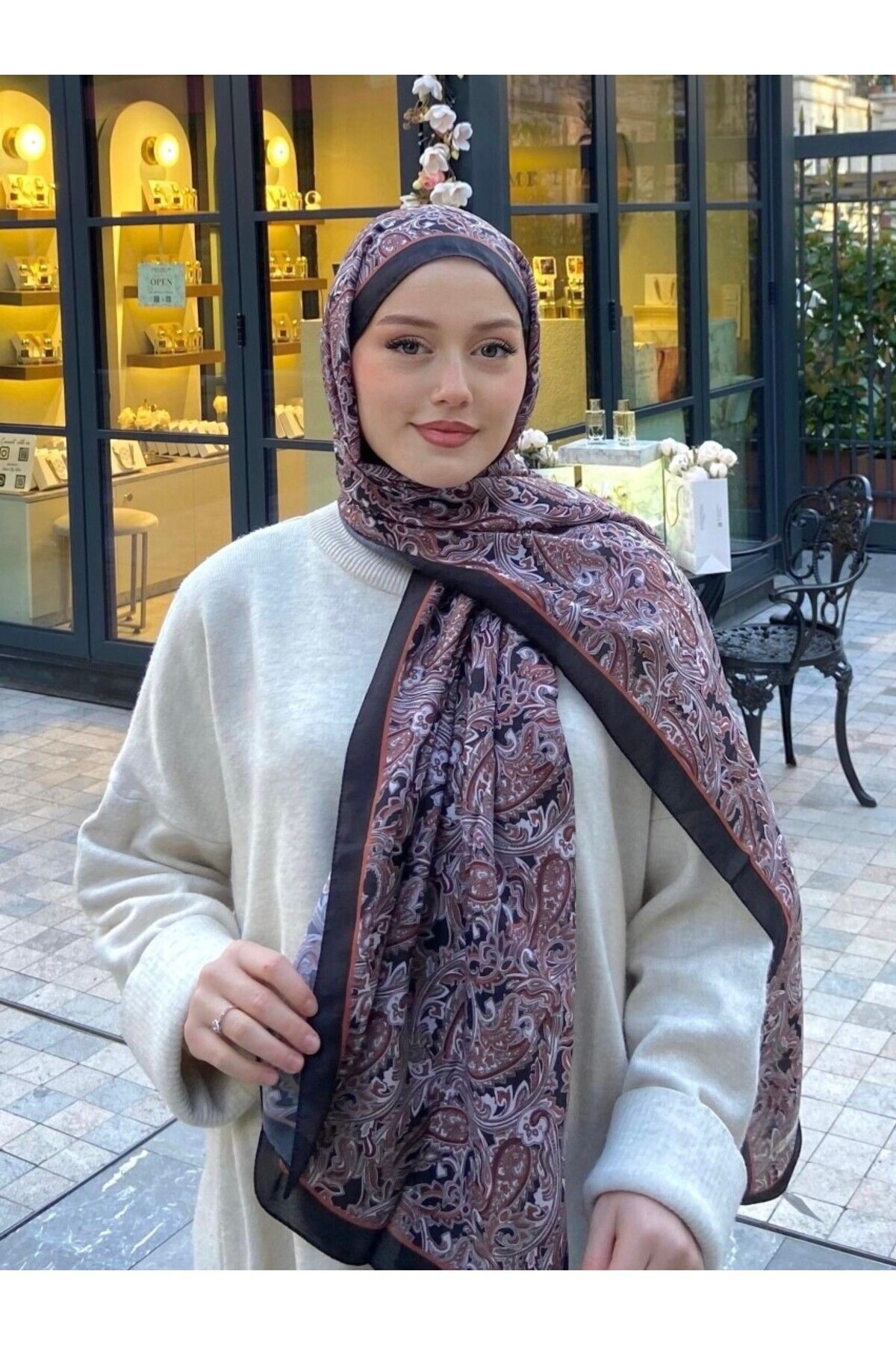 başörtü dükkanı Firuze 3 Desen Şal