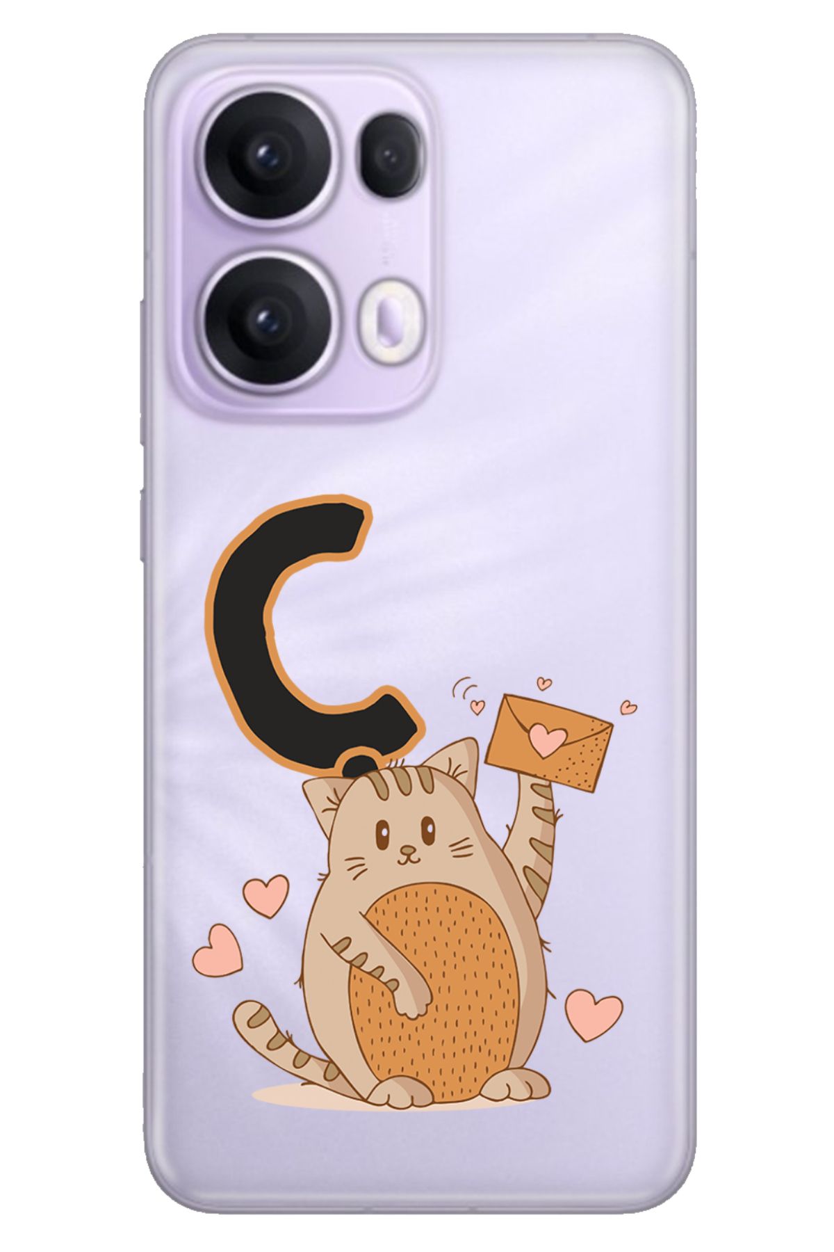 OPPO Reno 13 Pro Oppo Kılıf Retro Art Desenli Esnek Silikon Kedili Ç Harfi