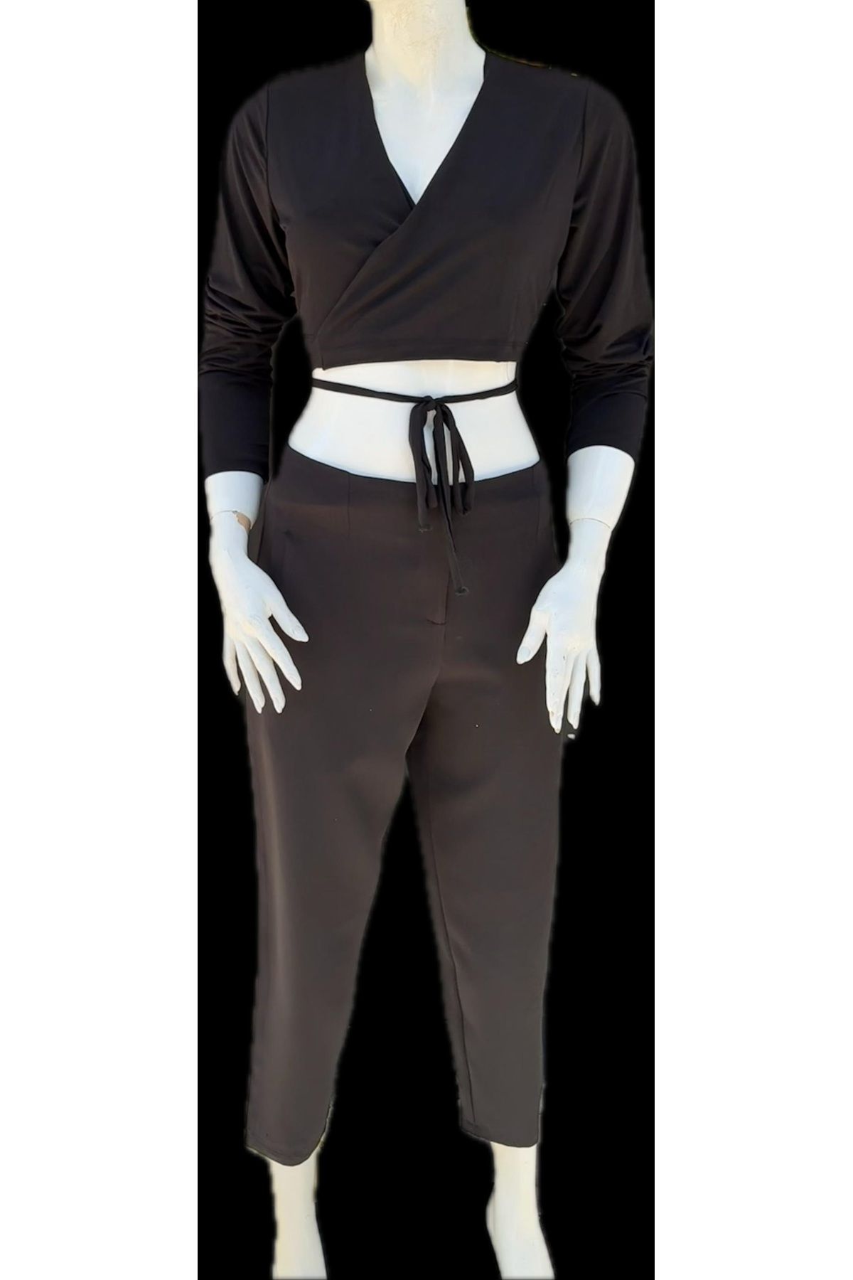 Sas Kadın Crop Bolero Siyah Renk - Large