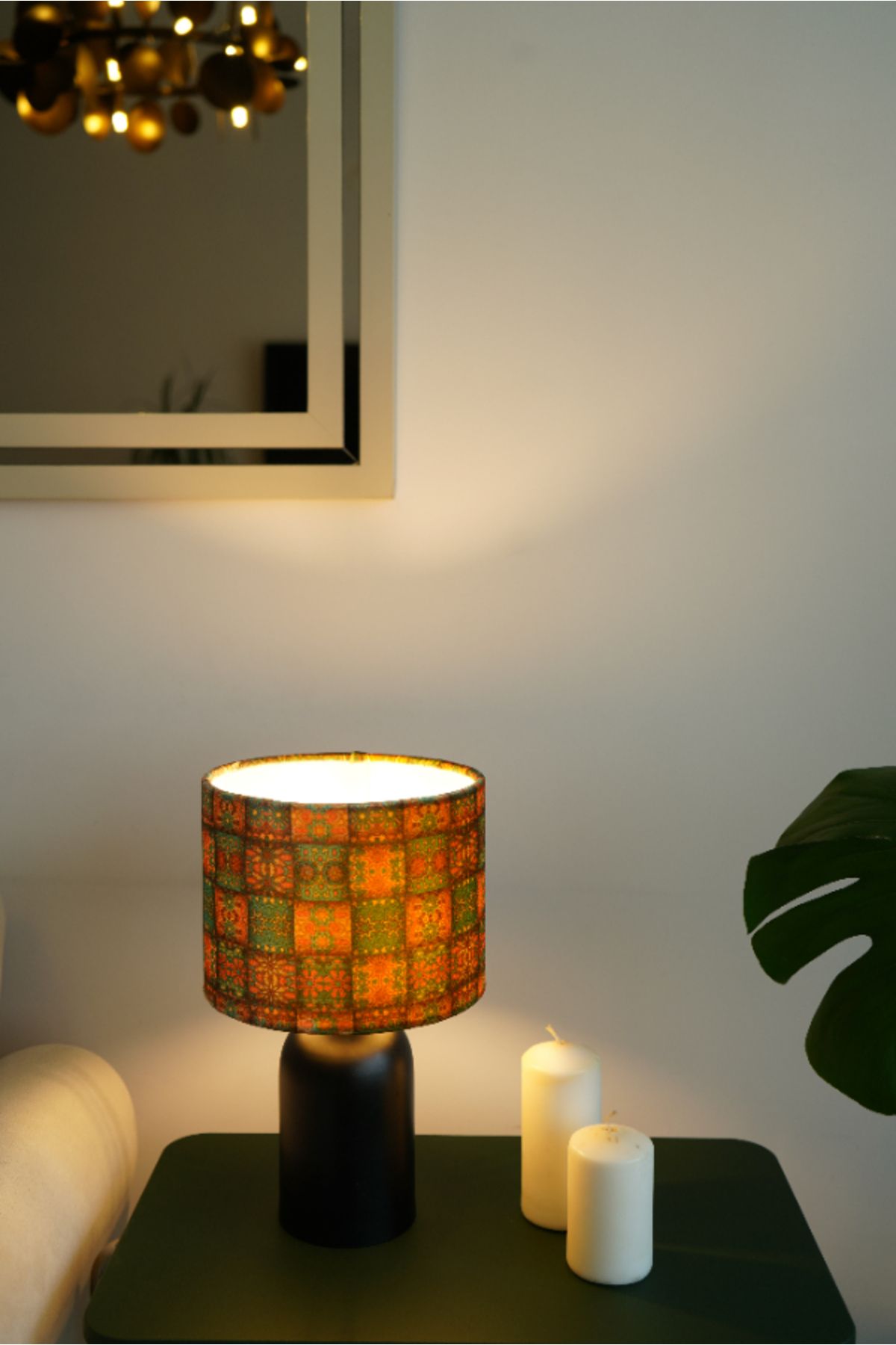 retro home design Özel Siyah Ayaklı Özel Kare Model Kadife Kumaş Şapka Şık Yatak Odası Salon Abajur Özel