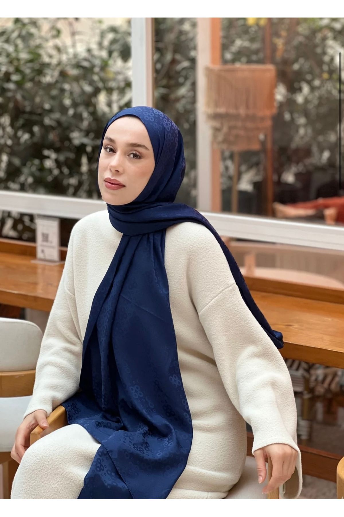 Modakaşmir Baloncuk desen Lacivert Jakar şal