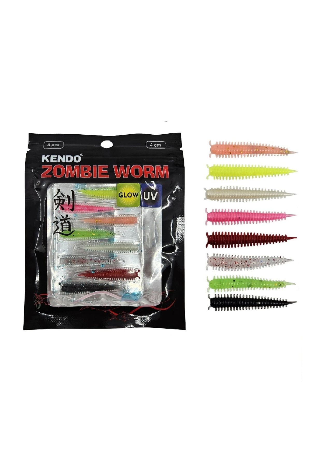 Kendo Zombie Worm 4cm 8Adet Mix Color Lrf Silikonu Yapay Yem