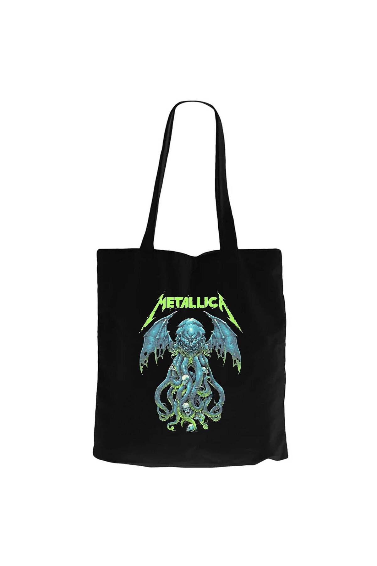 Z zepplin Metallica Octopus Bat Siyah Kanvas Bez Çanta