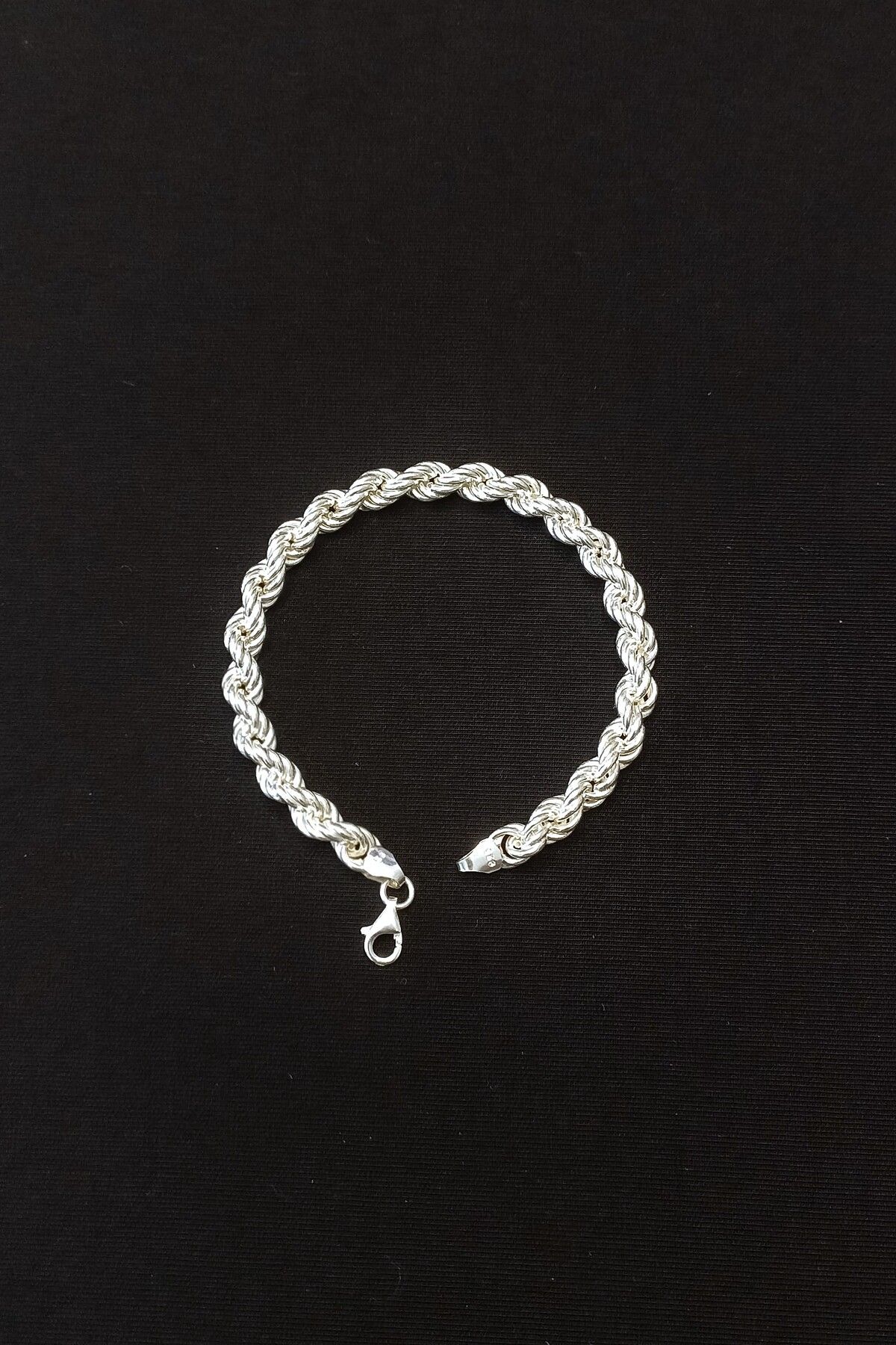ANDA 925 Ayar Gümüş Unisex Burgu Halat Bileklik 7 mm 21 cm