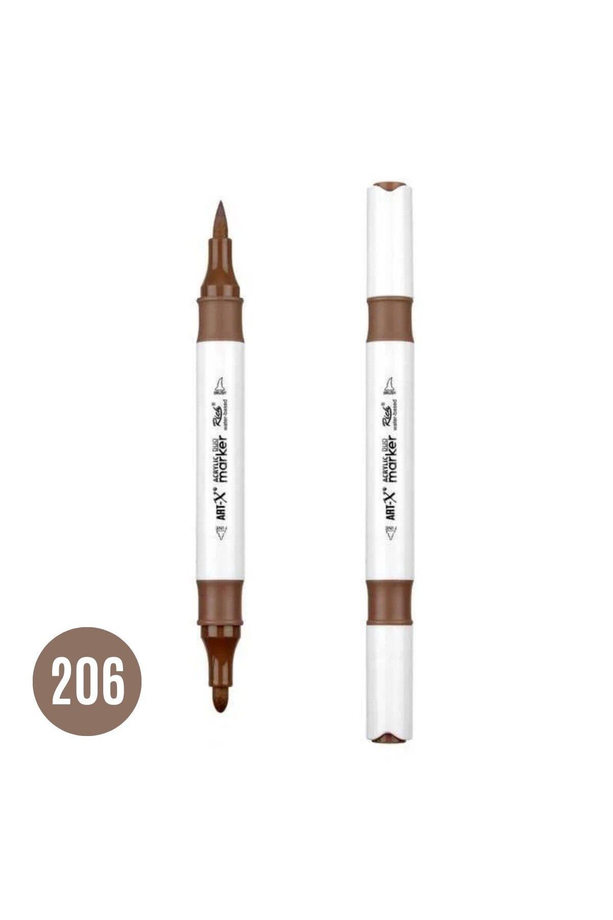 Art Tone ART-X Çift Fırça Uçlu Akrilik Bazlı Marker Kalem 206 Sütlü Kahve