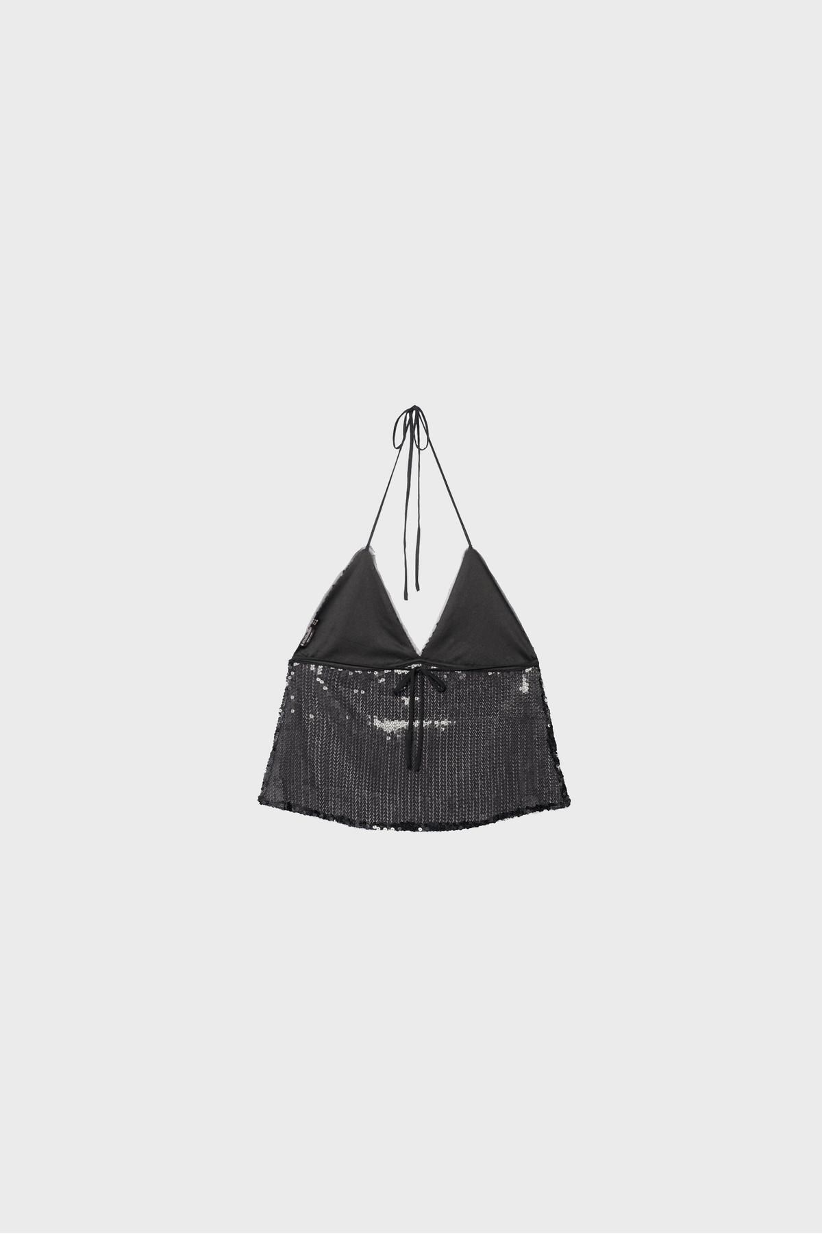 Stradivarius-Sequinned halter neck top 6
