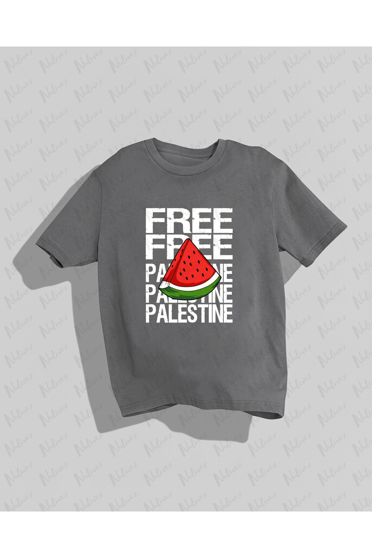 Nulivez Free Palestine Baskılı Yüksek Kalite Kompakt Unisex Oversize T-Shirt