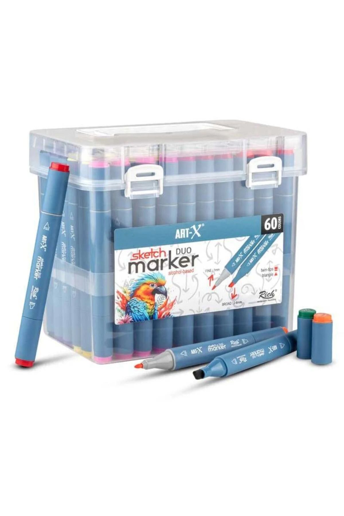 Art Tone ART-X Çift Uçlu Sketch Alkol Bazlı Marker Kalem Seti 60'lı