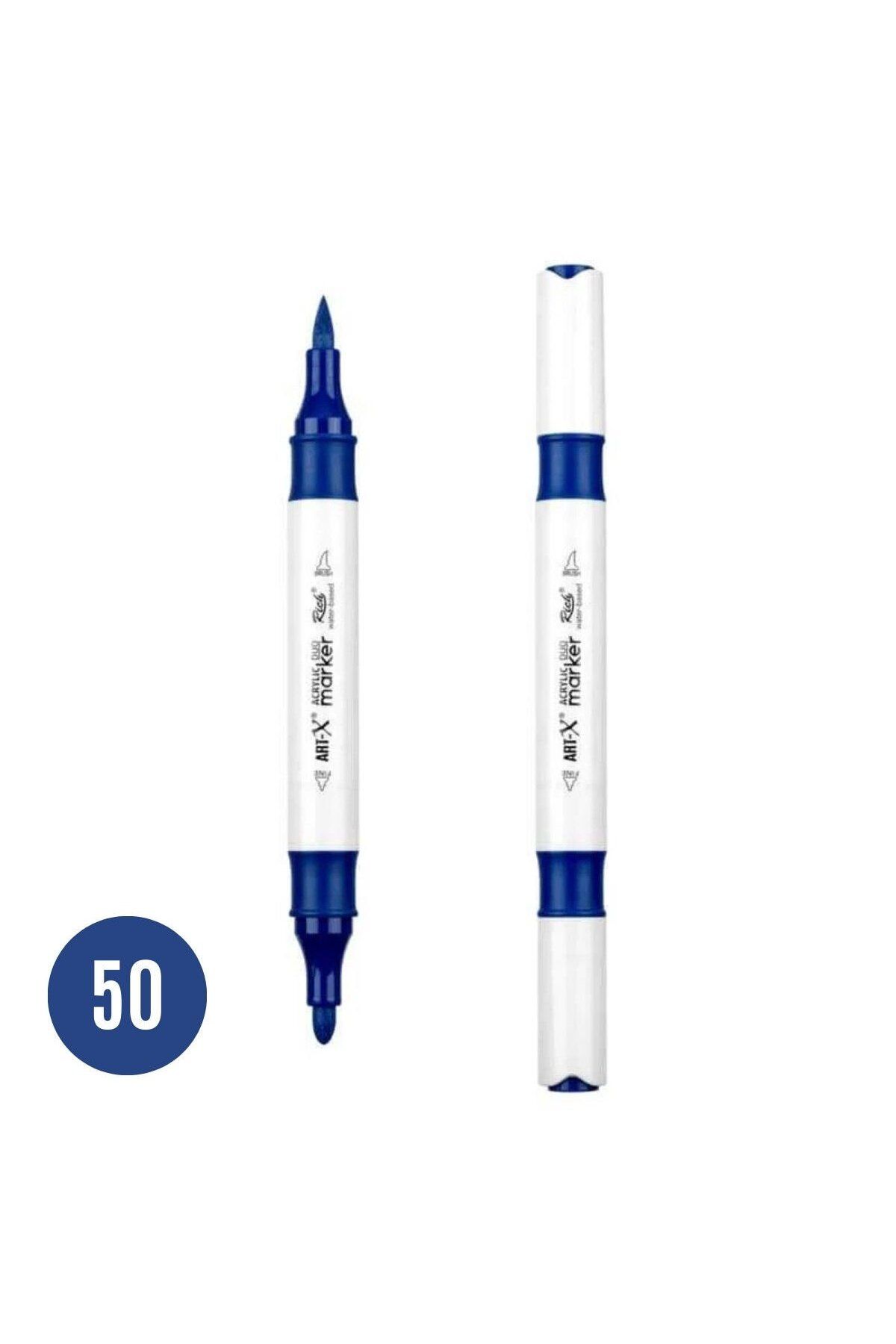 Art Tone ART-X Çift Fırça Uçlu Akrilik Bazlı Marker Kalem 50 Gece Mavisi