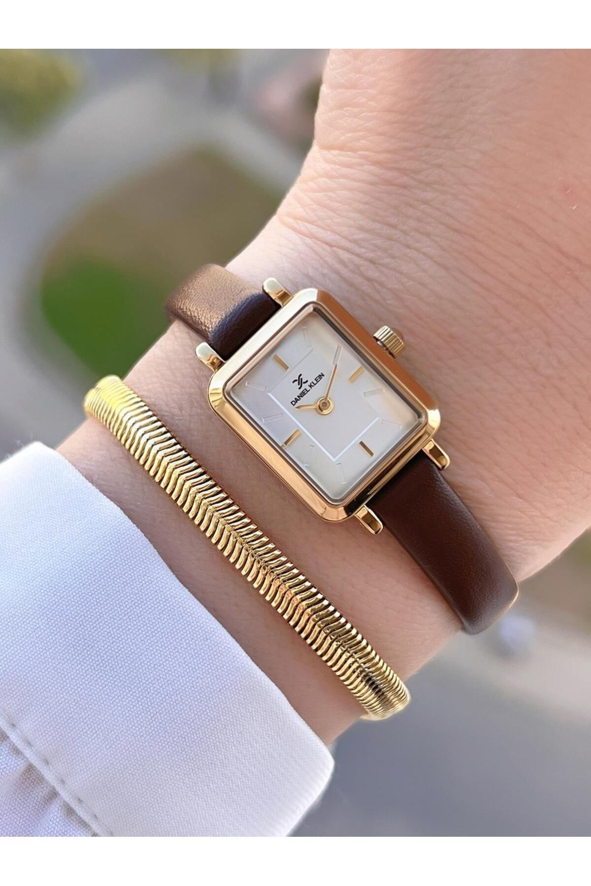 Daniel Klein 18 mm Mini Kasa Retro Vintage Deri Kordon 2 Yıl Garantili Kadın Kol Saati 10862.2
