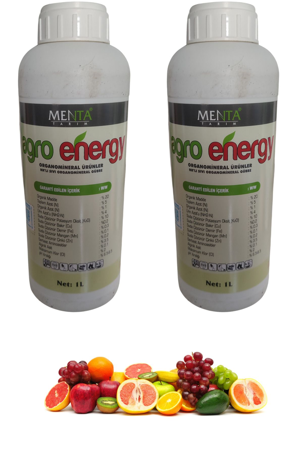 menta Agro Energy Yaprsk Gübresi 1LT-2Adet/ Tüm Meyve Ağaçları Sebzeler ve Bitkiler İçin
