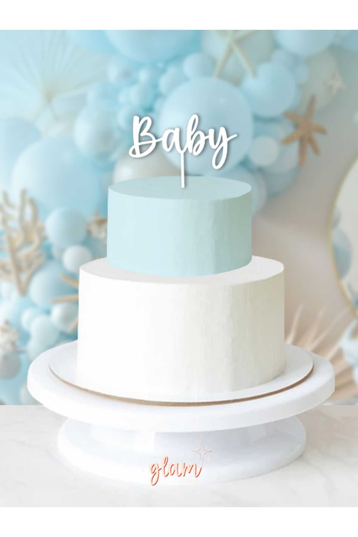 GLAM DEKORASYON Beyaz Baby Yazılı Bebek Doğum Günü Cinsiyet Partisi Baby Shower Pasta Kürdanı Kek Ve Tatlı Süsleri