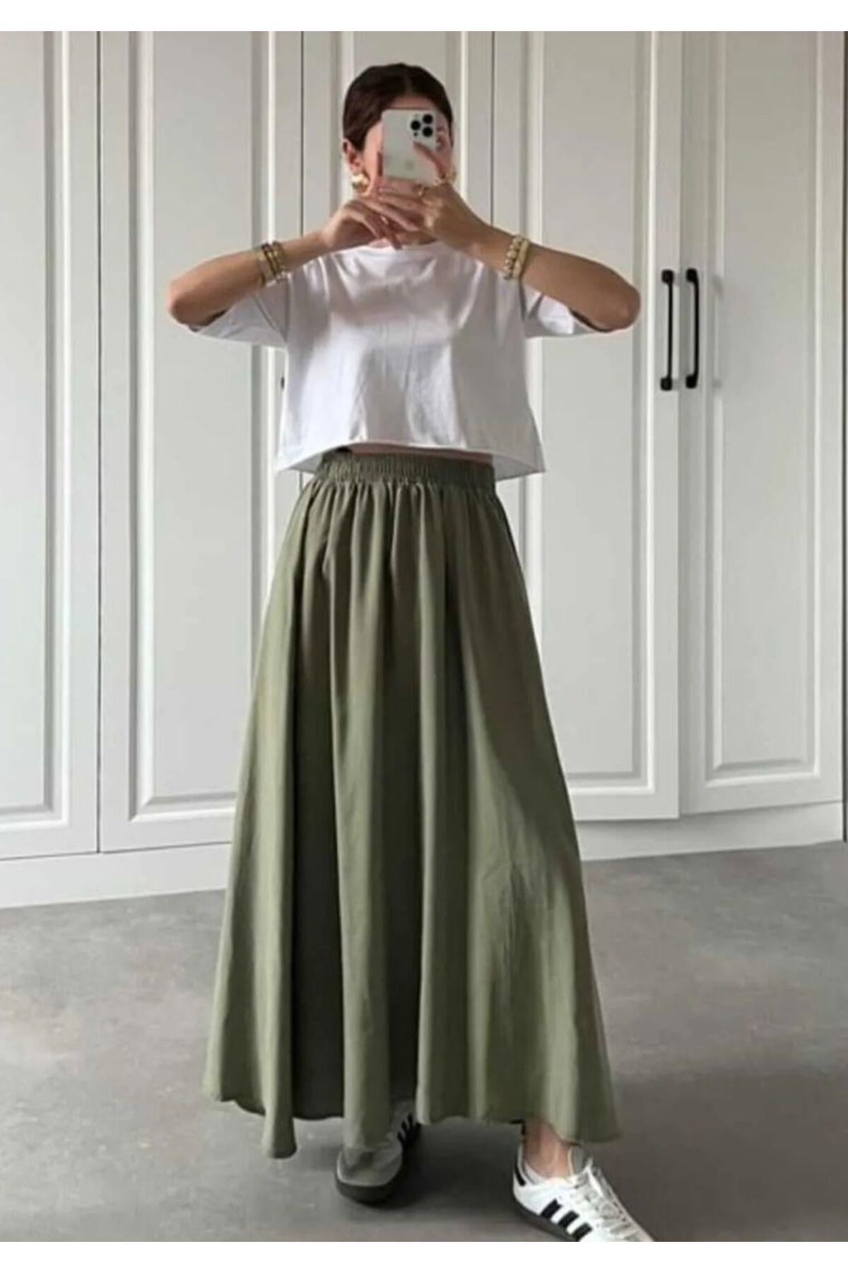 BUSEM S0017621 BSM Bel Lastik Detaylı Uzun Etek