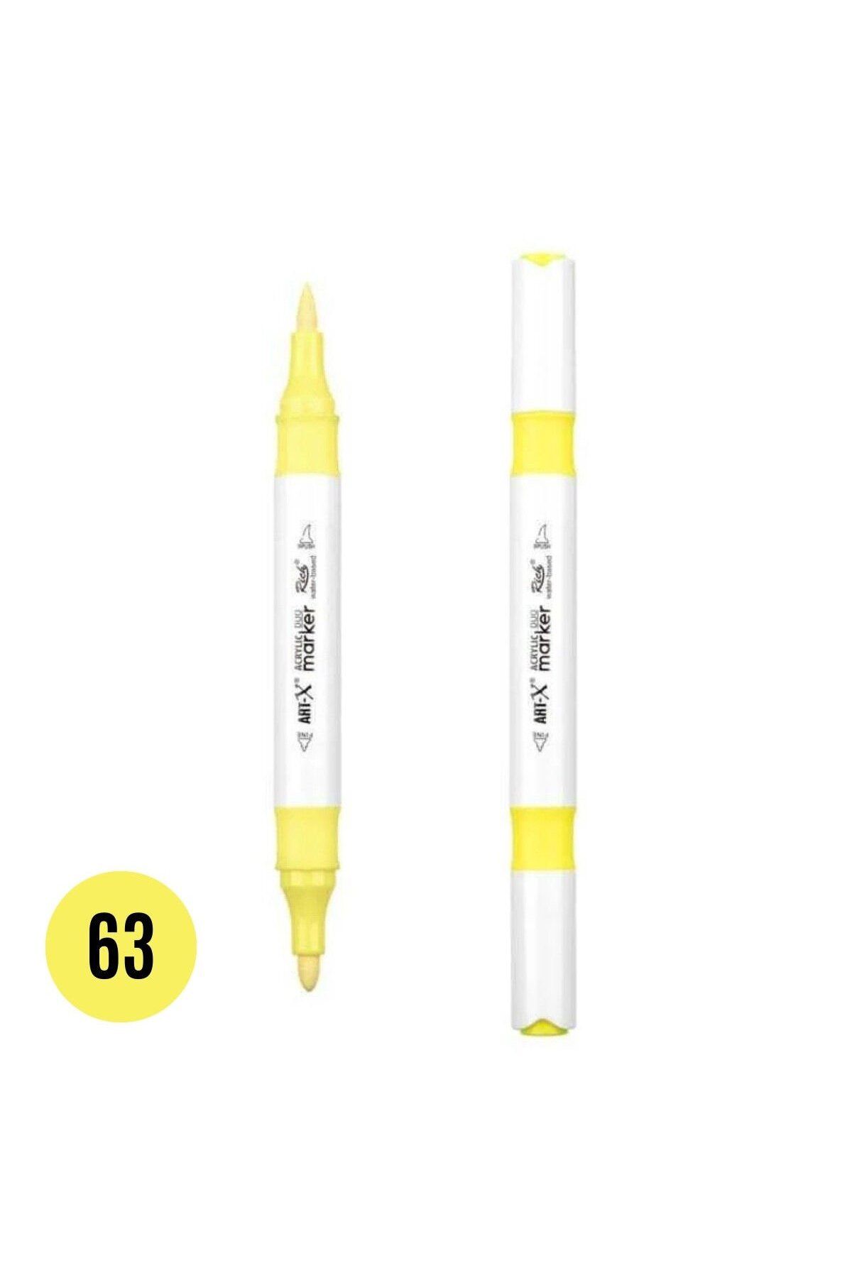 Art Tone ART-X Çift Fırça Uçlu Akrilik Bazlı Marker Kalem 63 Neon Sarı