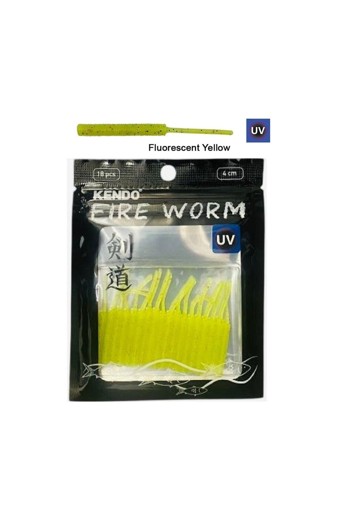 Kendo Fire Worm 5cm 18Adet Lrf Silikonu Yapay Yem Fluorescent Yellow