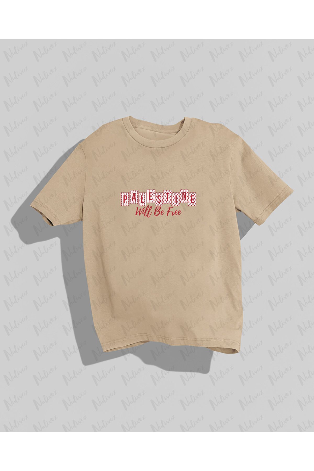 Nulivez Filistin Tasarımı Baskılı Yüksek Kalite Kompakt Unisex Oversize T-Shirt