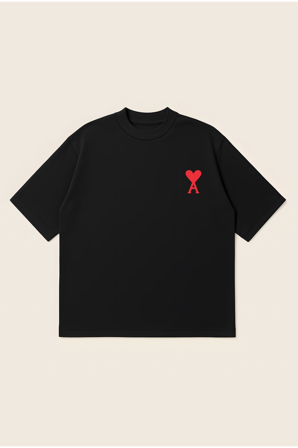 Moon Dancer Ami Unisex %100 Organik Pamuklu Kalın Dokulu Oversize Bisiklet Yakalı T-shirt