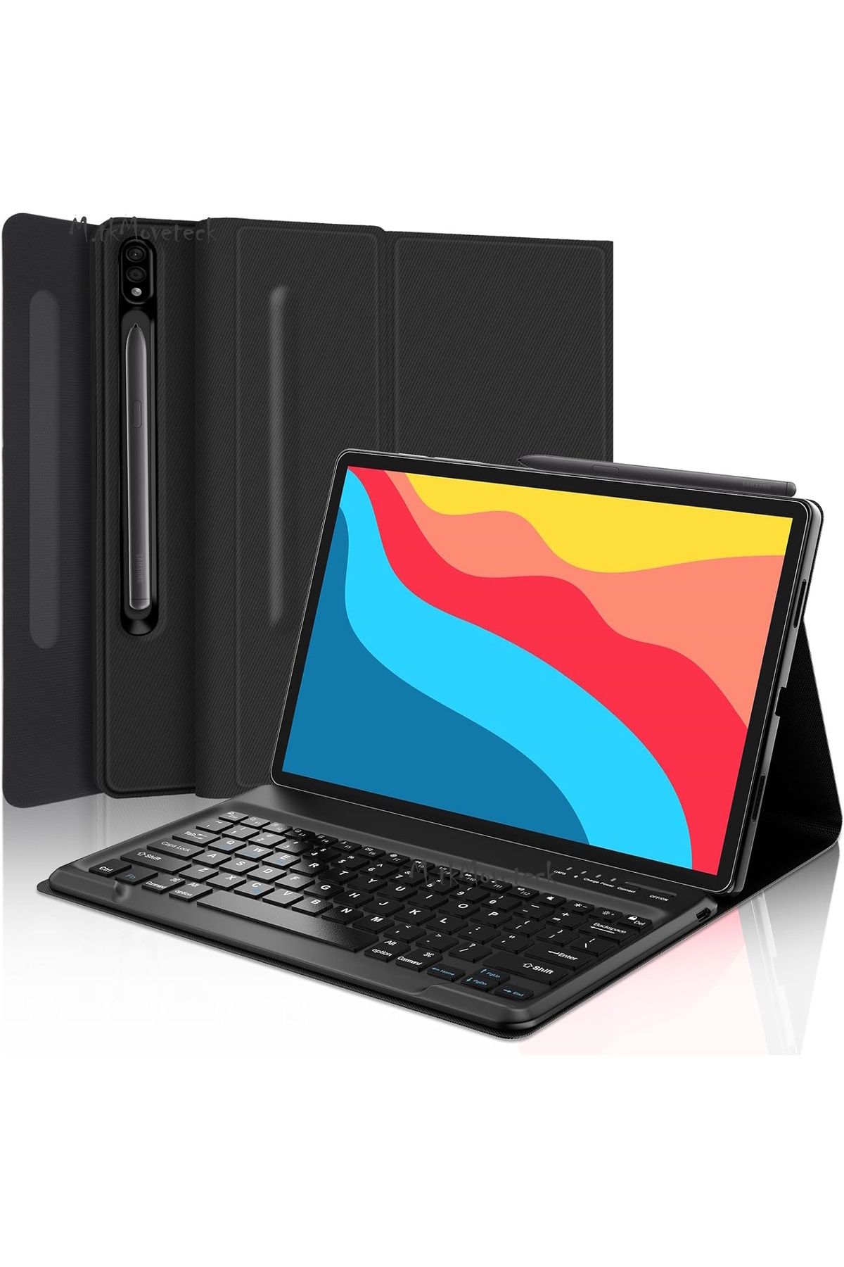 Store Samsung Galaxy Tab S7 Fe S8 Plus 12.4inç Klavyeli Tablet Kılıfı Kalem Bölmeli Bluetooth Q Kılıf T970
