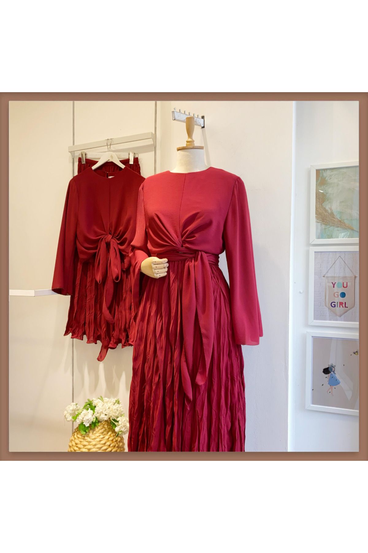Faya Boutique Bordo Şifon Cote Takım