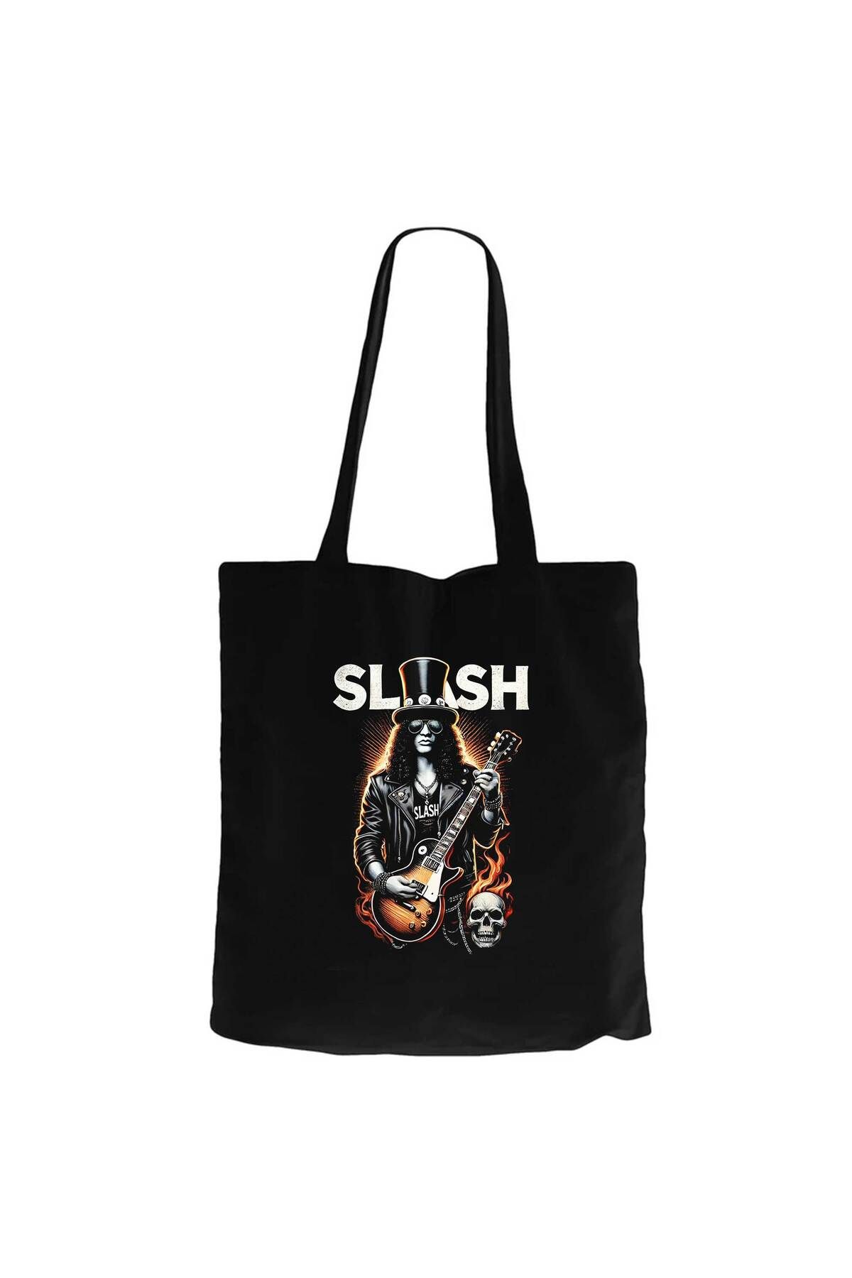 Z zepplin Slash Guitarist Skull Logo Siyah Kanvas Bez Çanta