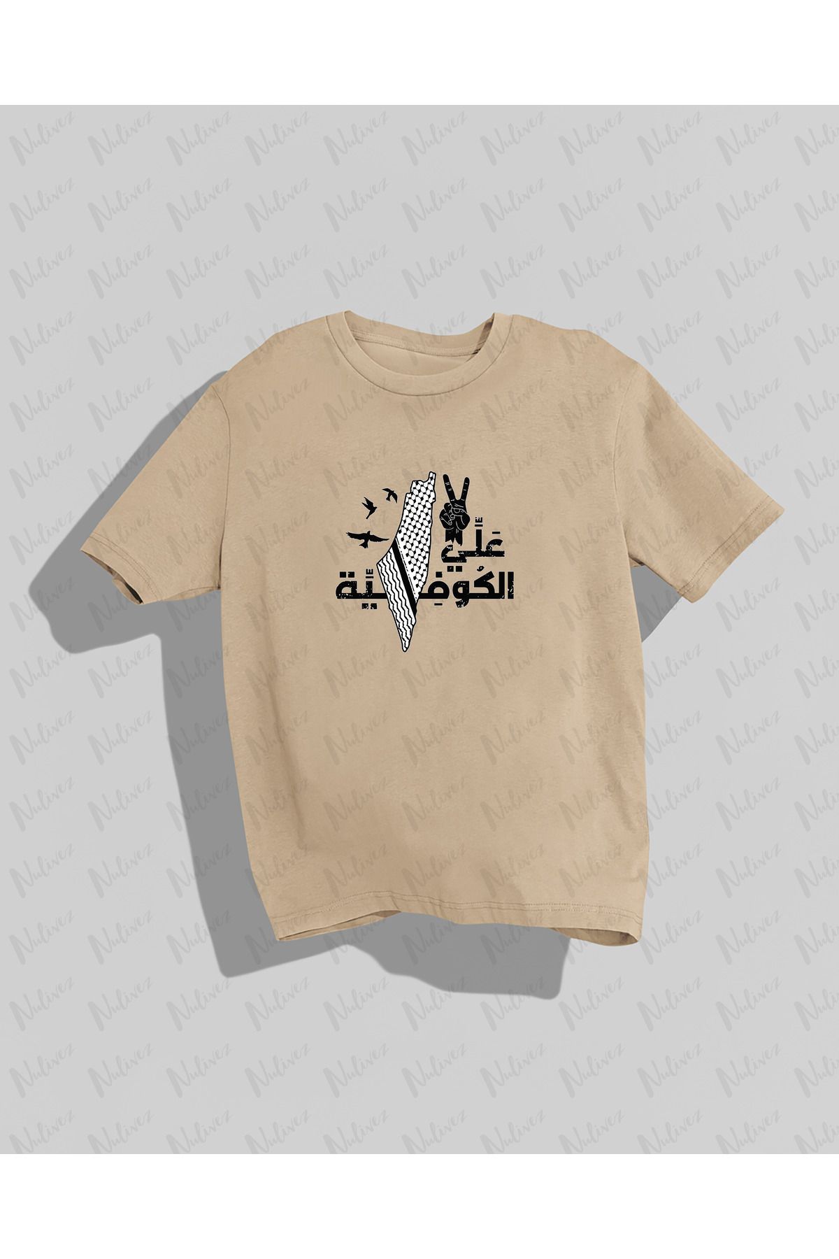 Nulivez Filistin Tasarımı Baskılı Yüksek Kalite Kompakt Unisex Oversize T-Shirt