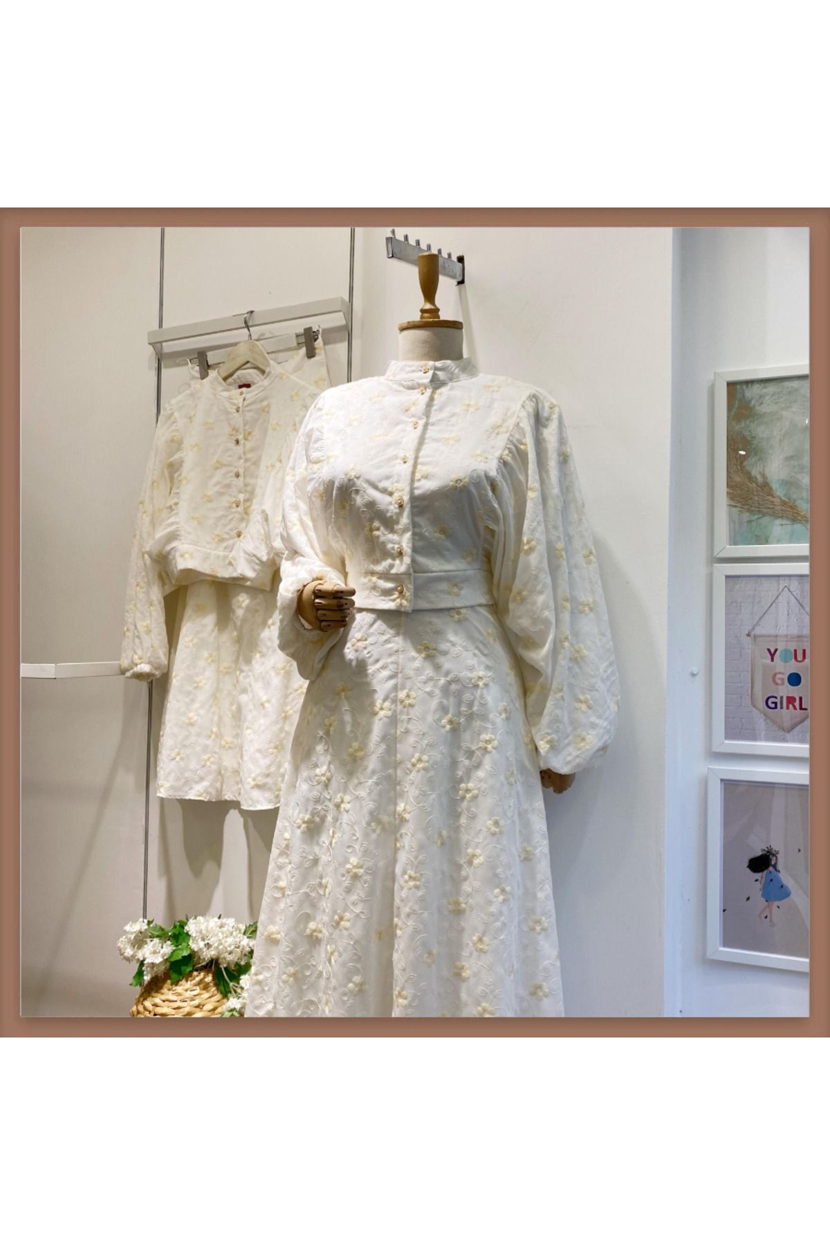 Faya Boutique Papatya İşlemeli Balon Kol Takım