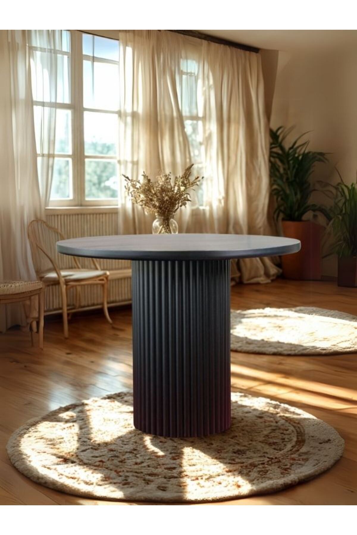 Gazzini Furniture Arya Yuvarlak Ahşap Bohem Masa 120x120