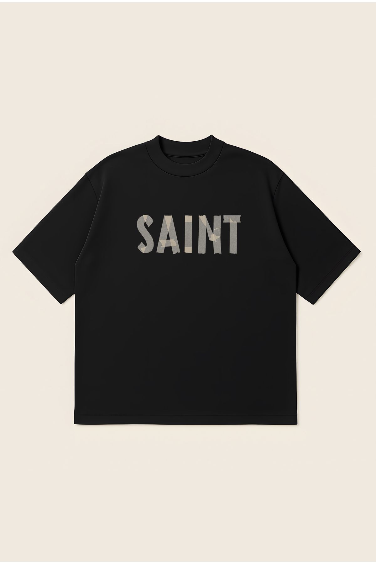 Moon Dancer Saint Unisex %100 Organik Pamuklu Kalın Dokulu Oversize Bisiklet Yakalı T-shirt