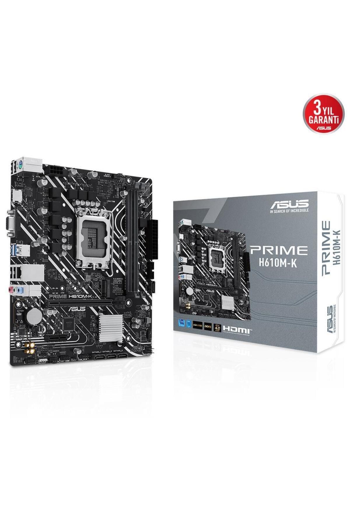 ASUS Prime H610M-K ARGB Intel Soket LGA1700 DDR5 5600MHz mATX Gaming (Oyuncu) Anakart