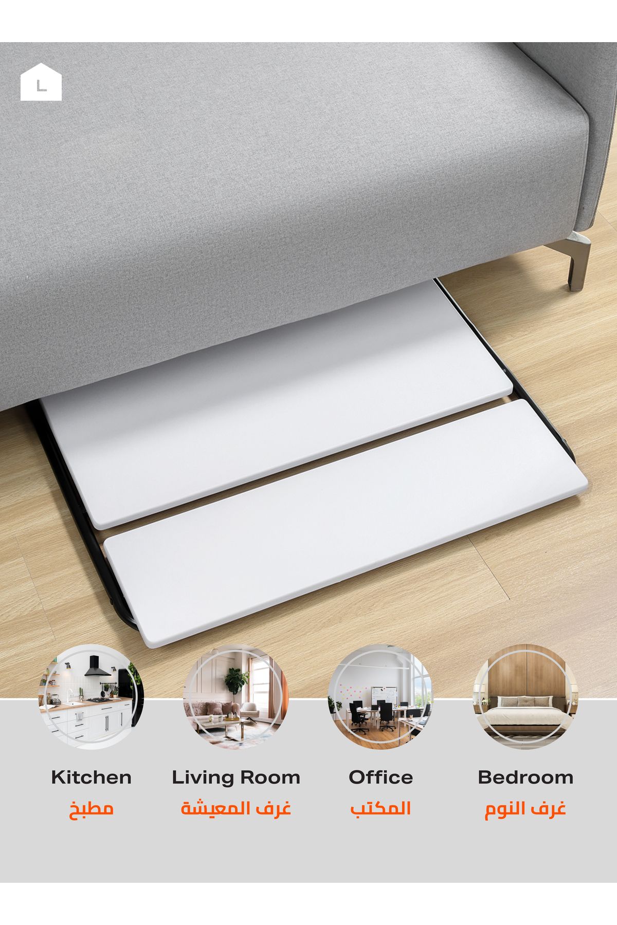 Lawazim-Foldable Computer Desk – 71.5x55x90.5cm – 2-Tier Space-Saving Writing Table with Shelf 5