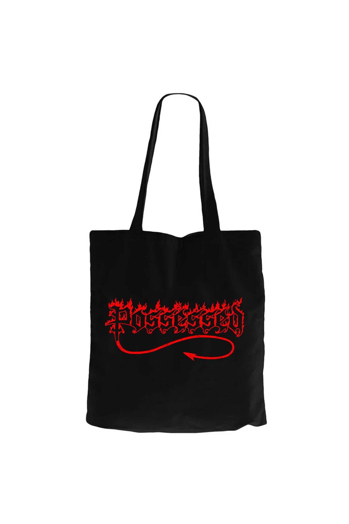 Z zepplin Possessed Red Logo Siyah Kanvas Bez Çanta