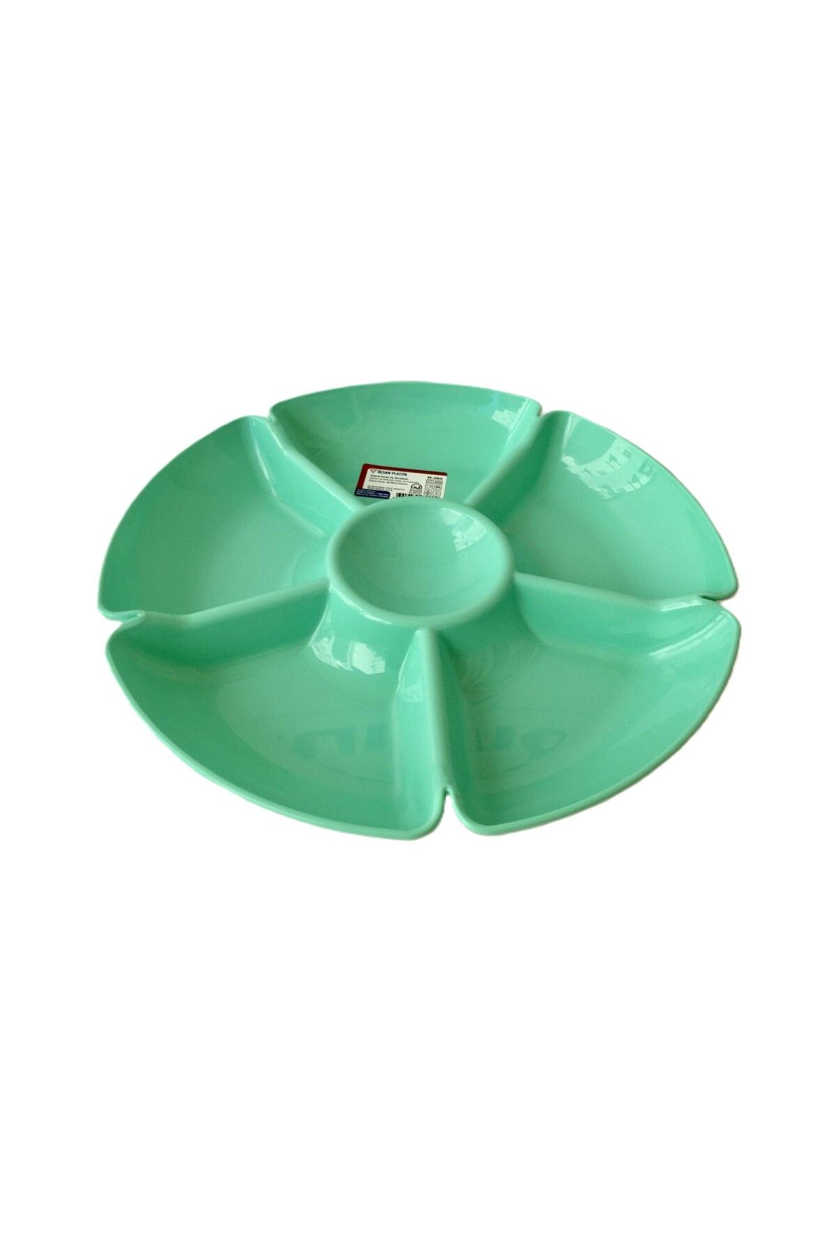 Üçsan Plastik 6 bölmeli Papatya Kahvaltı & Mama Tabağı-28 x 3,5 [h] cm -BPA Free-Yeşil