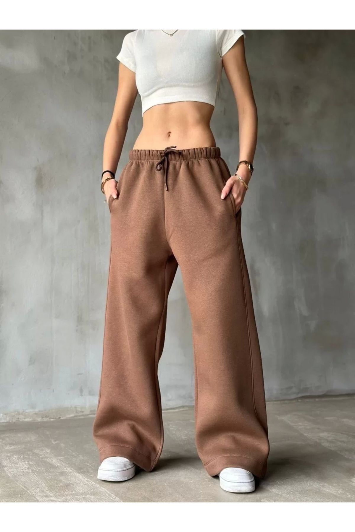 MODA CS Palazzo Bol Paça Eşofman Pantolon - Kahve