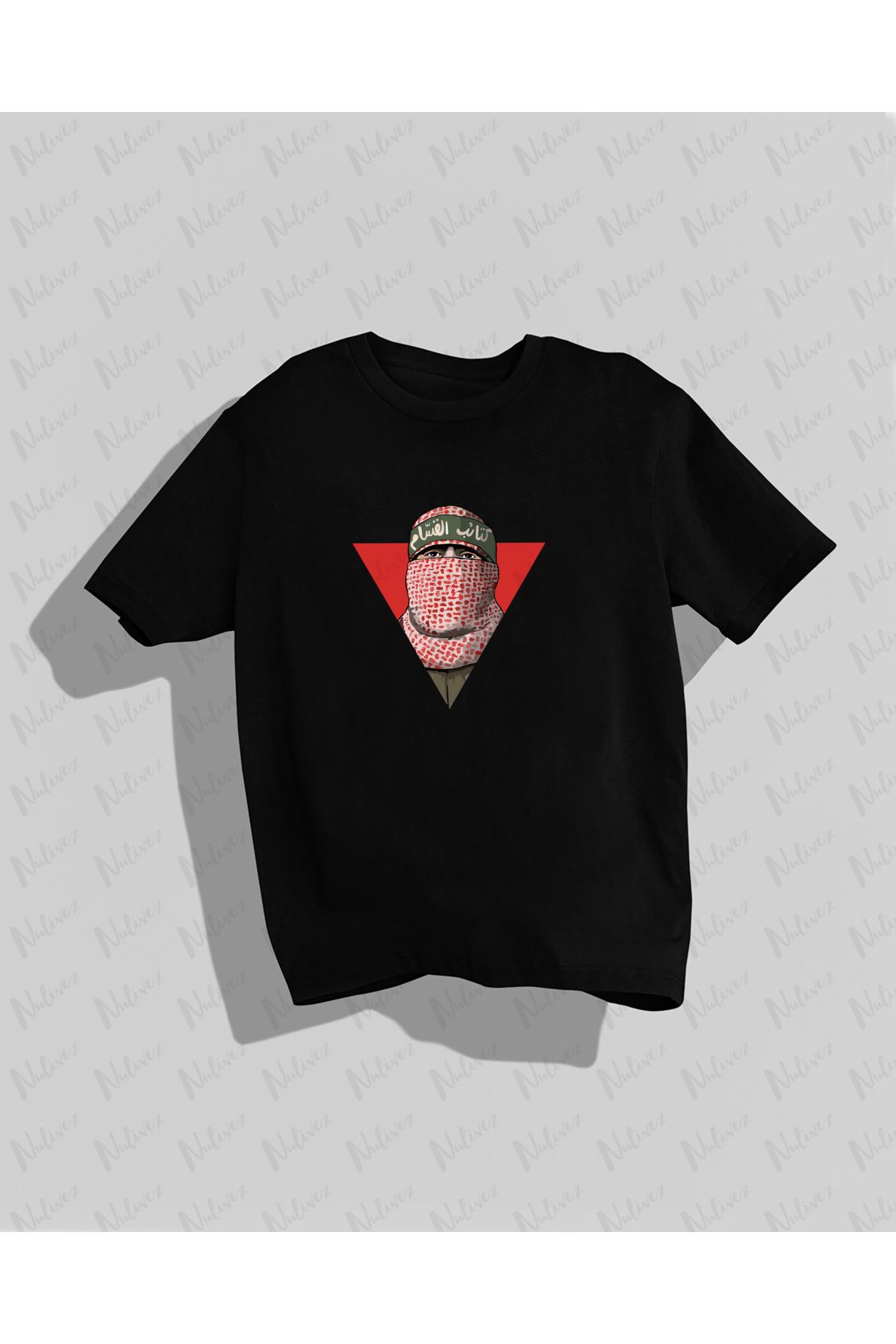 Nulivez Filistin - Abu Ubaida Tasarımı Baskılı Yüksek Kalite Kompakt Unisex Oversize T-Shirt