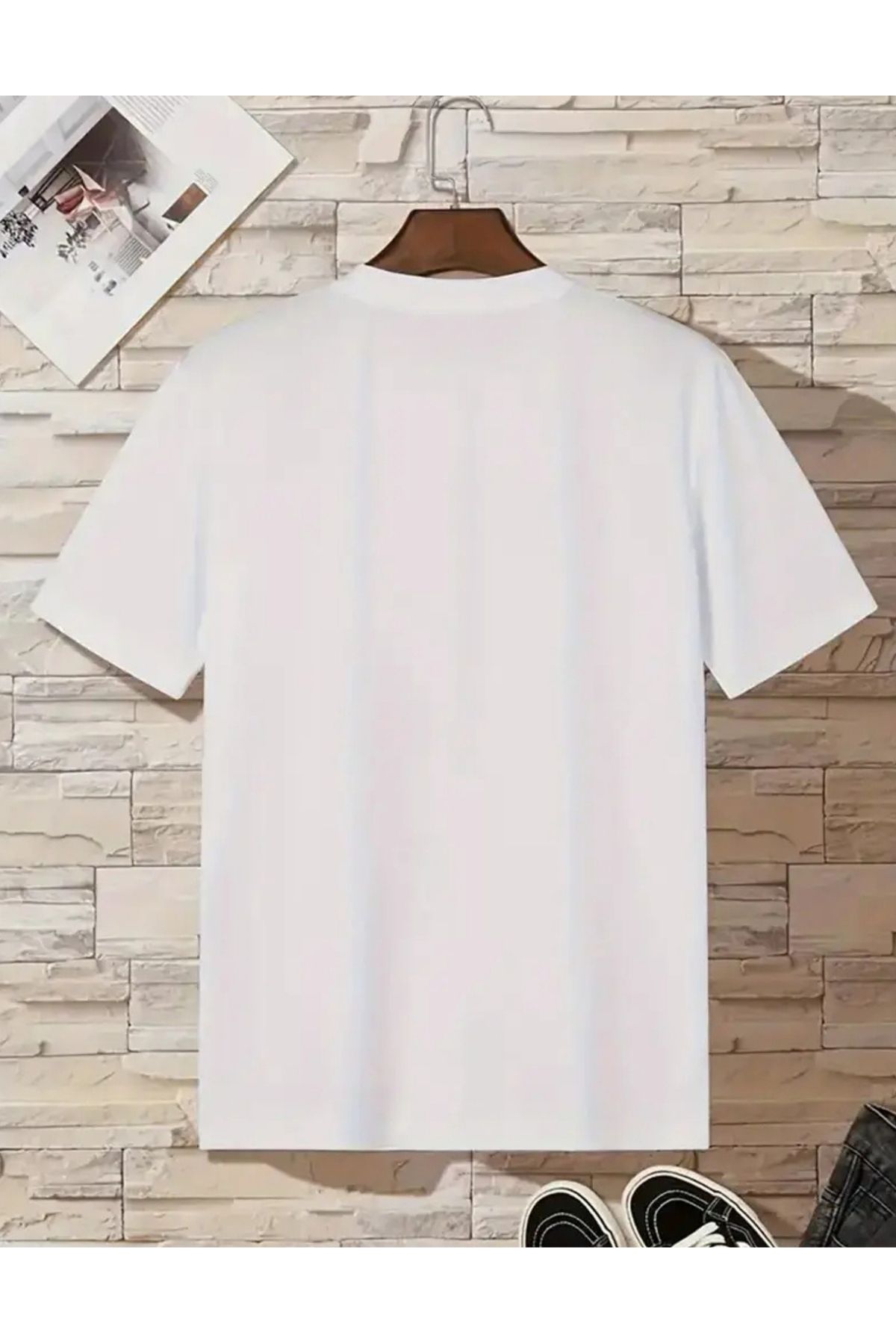 SAJA Unısex Kadın/Erkek Baskılı Oversize Düşük Kol Bisiklet Yaka T-Shirt