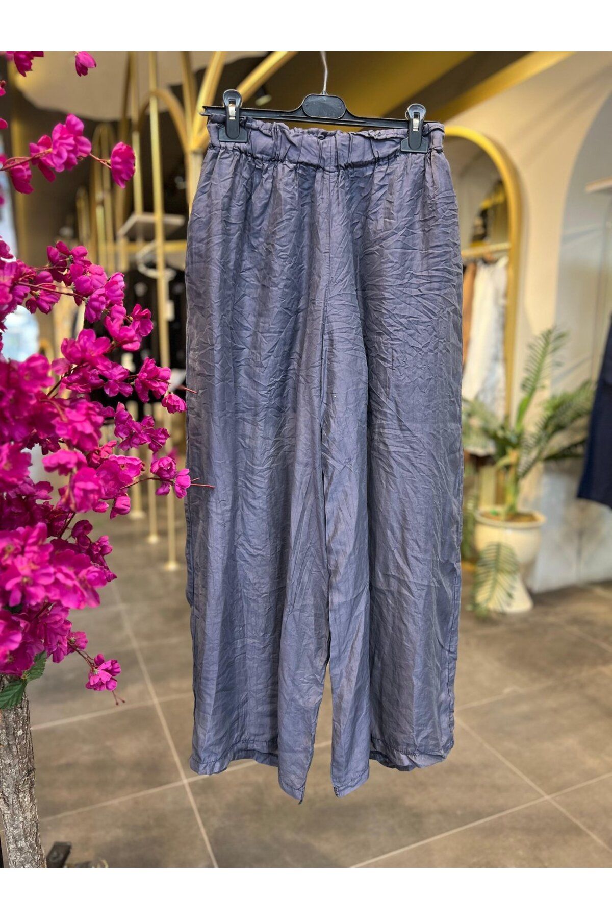SERAP ESER EXCLUSIVE STYLE ELAN- PALAZZO TÜL ANTRASİT PANTOLON