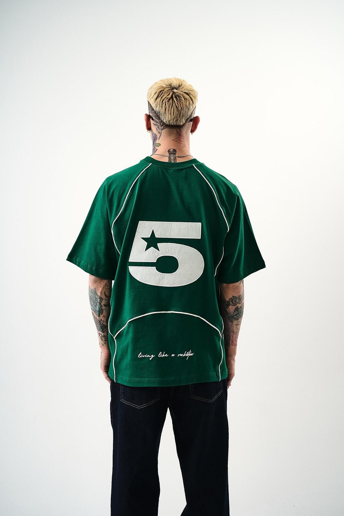 Respire Erkek Swag Nakışlı Oversize T-Shirt Nefti