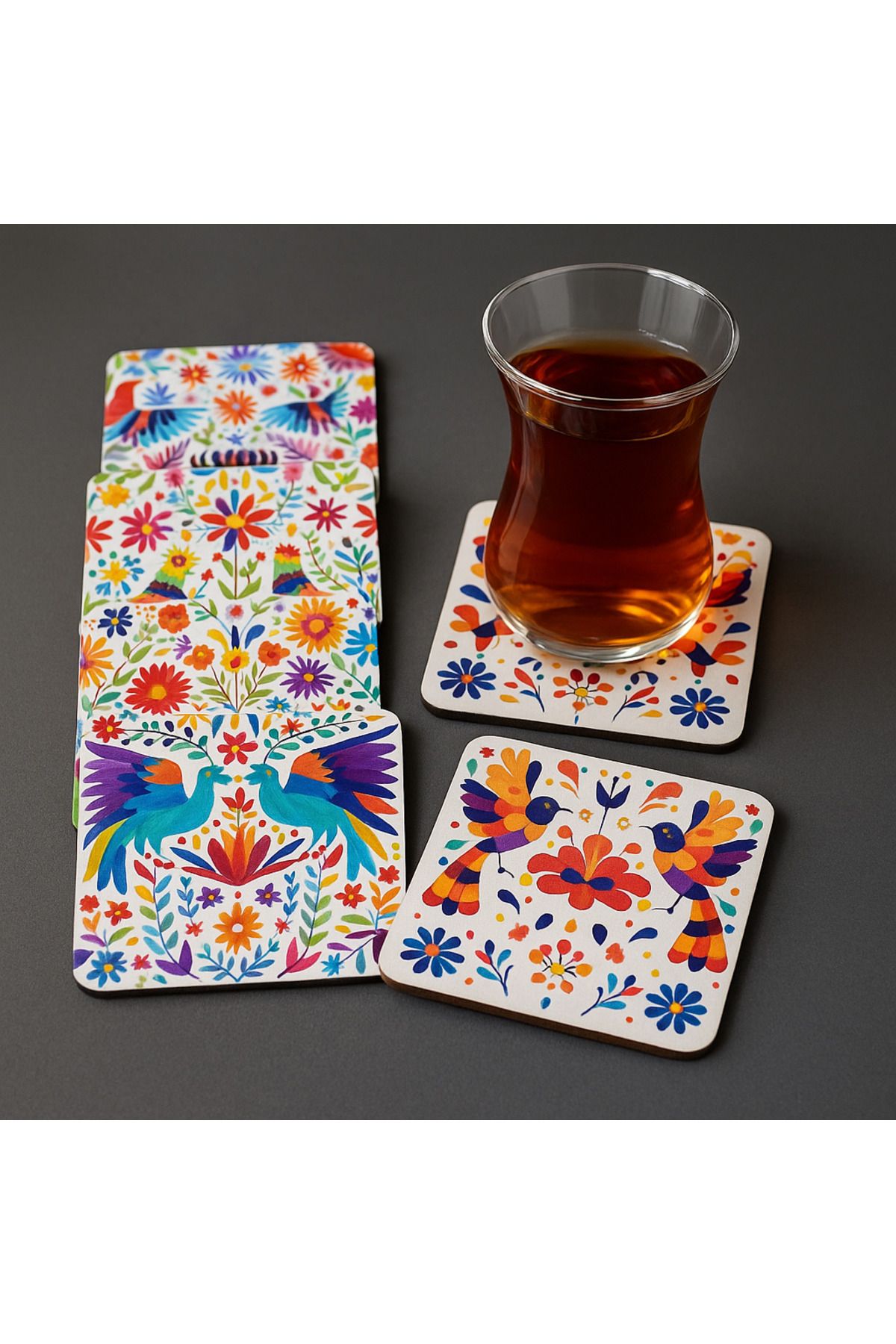 İmpivo 6 Adet Etnik Motif Bardak Altlığı